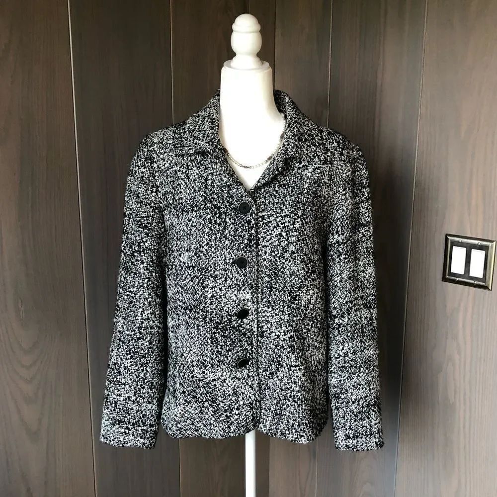 Coldwater Creek Black & White Tweed Blazer Jacket